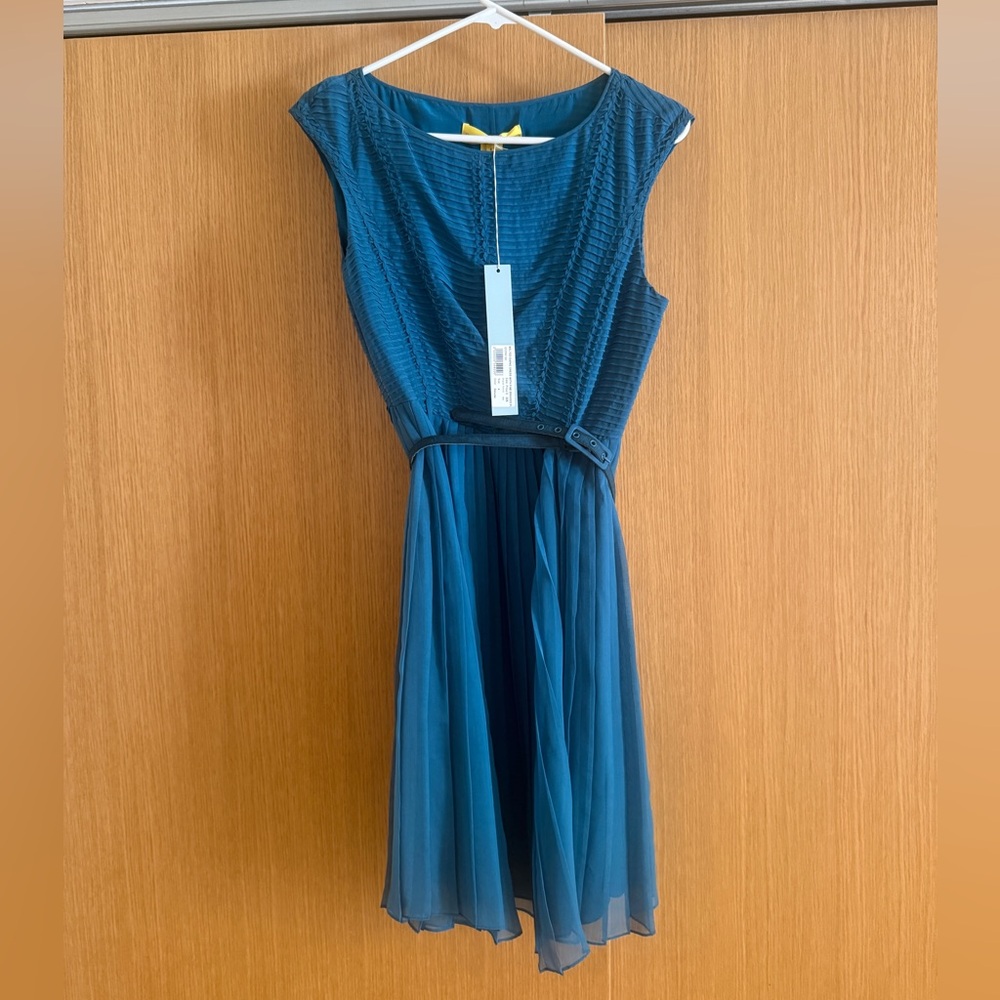 Catherine Malandrino Blue Wrap Tie Front Midi Dress